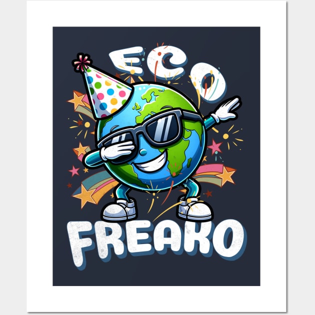 Earth Day April 22 - Eco Freako Earth Dab Dance Wall Art by alcoshirts